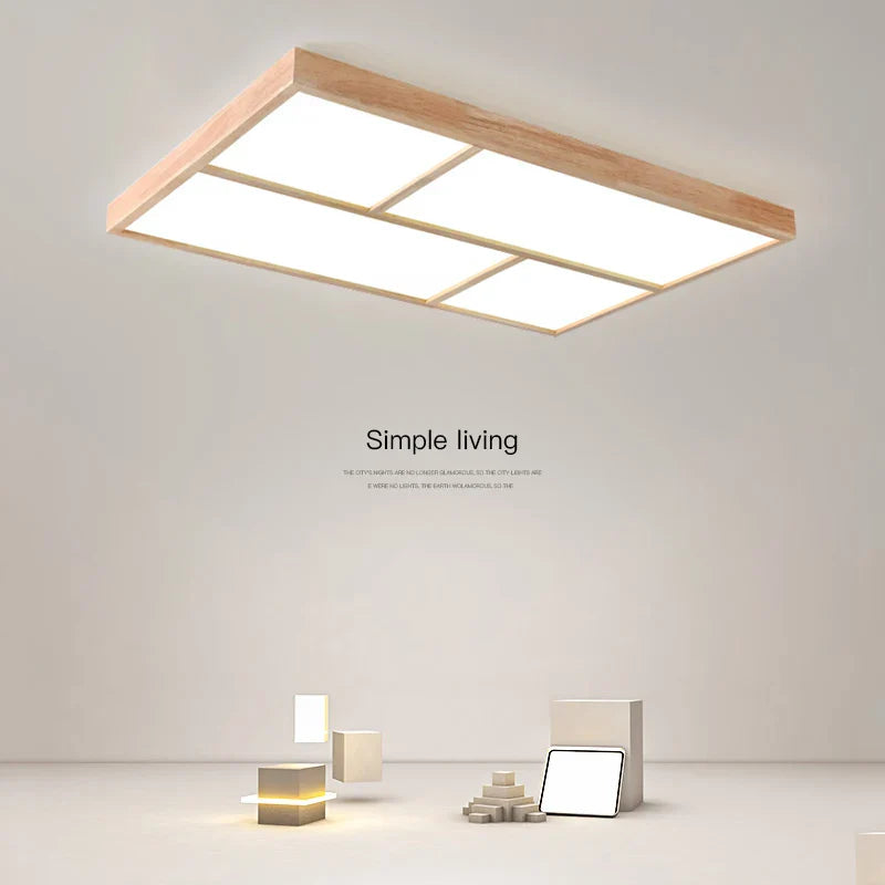 Plafonnier LED Moderne en Bois Authentique pour Usage Intérieur