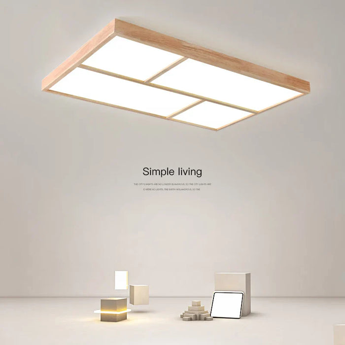 Plafonnier LED Moderne en Bois Authentique pour Usage Intérieur