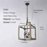 Loft Vintage Wood Lustre: Suspension Luminaire Gris pour Chambre, Salon & Cuisine