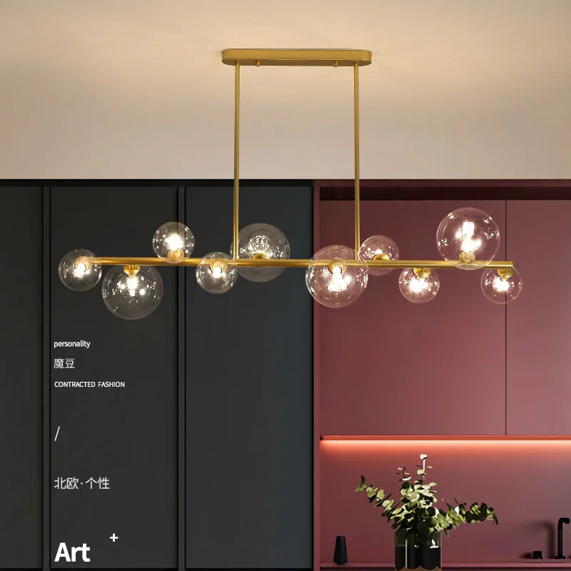Lustre LED Nordik en Boule de Verre - Éclairage Industriel Moderne