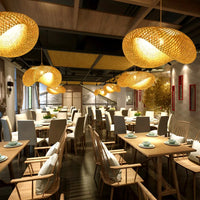 Suspension vintage en bambou et rotin fait main - Style Japonais