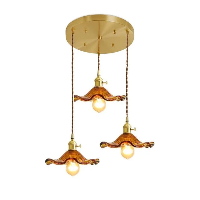Suspension Nordique LED en Verre Fleurs