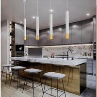 Lampe Suspension Nordique LED Longue Tube Dimmable - Décoration Cylindre Tuyau - Éclairage Cuisine et Salon