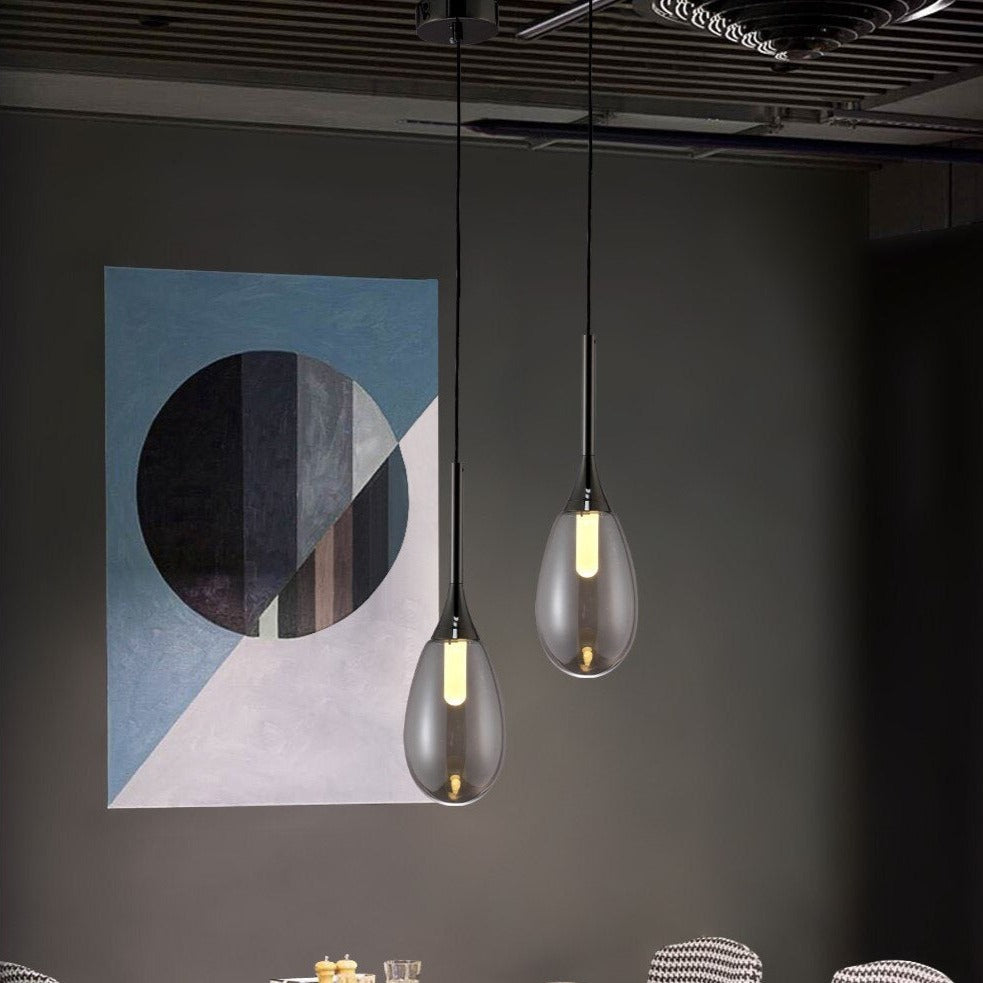 Suspension LED Saeli en verre fumé