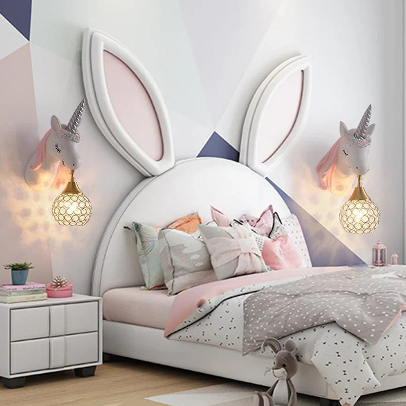 Applique murale Dessin animé Licorne LED - Chambre de Princesse