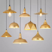 Suspension LED nordique rétro E27 - Lustre en fer forgé couleur or - Intérieur maison, salon, cuisine