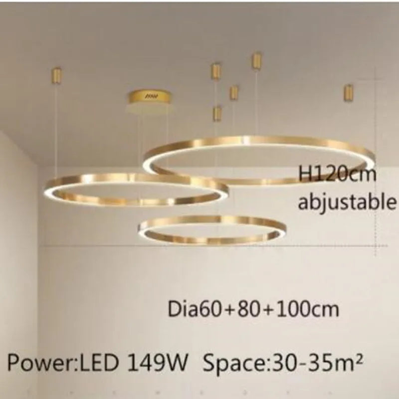 Lustre LED Moderne brossé avec Anneau Lumineux - Éclat Design