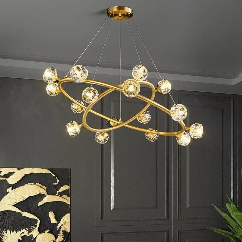 Lustre LED en cristal nordique minimaliste pour clubs d'hôtel