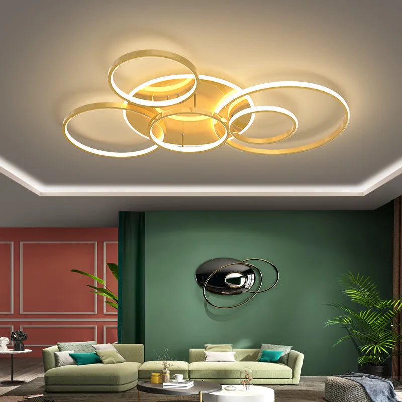 Lustre Noir Moderne avec Éclairage Variable