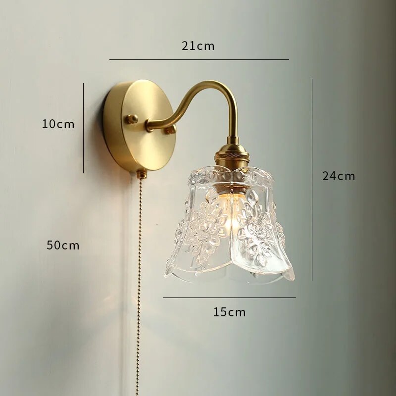 Plafonnier LED Nordique Cuivre avec Interrupteur à Tirage