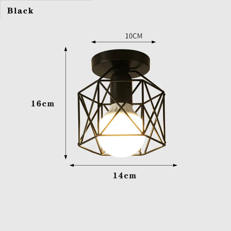 Plafonnier Rétro Doré à LED en Métal pour Balcon et Couloir