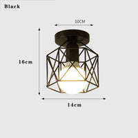 Plafonnier Rétro Doré à LED en Métal pour Balcon et Couloir
