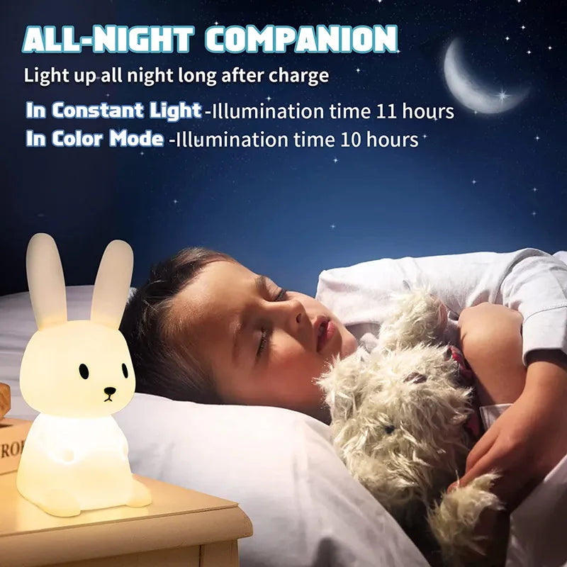 Veilleuse Lapin Mignon en Silicone USB pour Enfants Kawaii - Marque Lapin Câlin