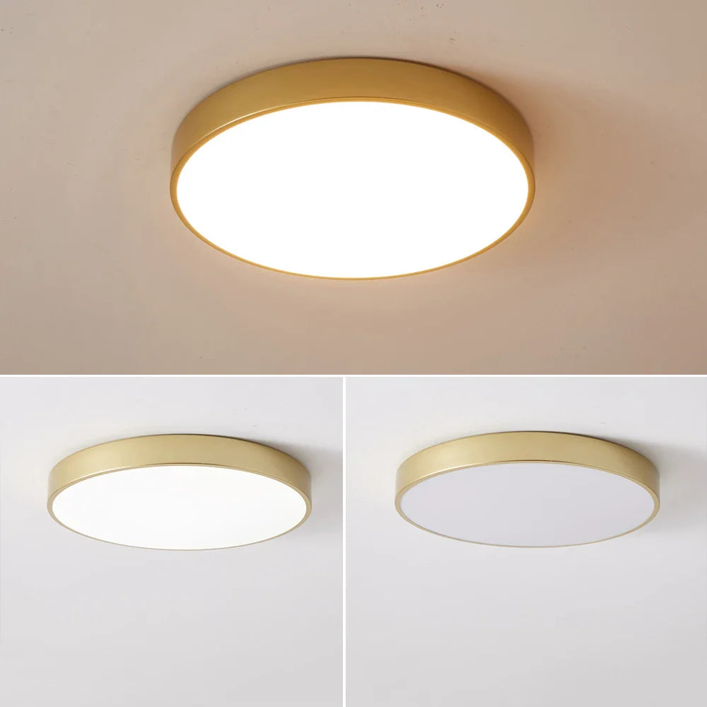 Plafonnier LED Ultra-mince Or 5 cm, Design Moderne, Télécommande - Idéal pour le Foyer et la Chambre