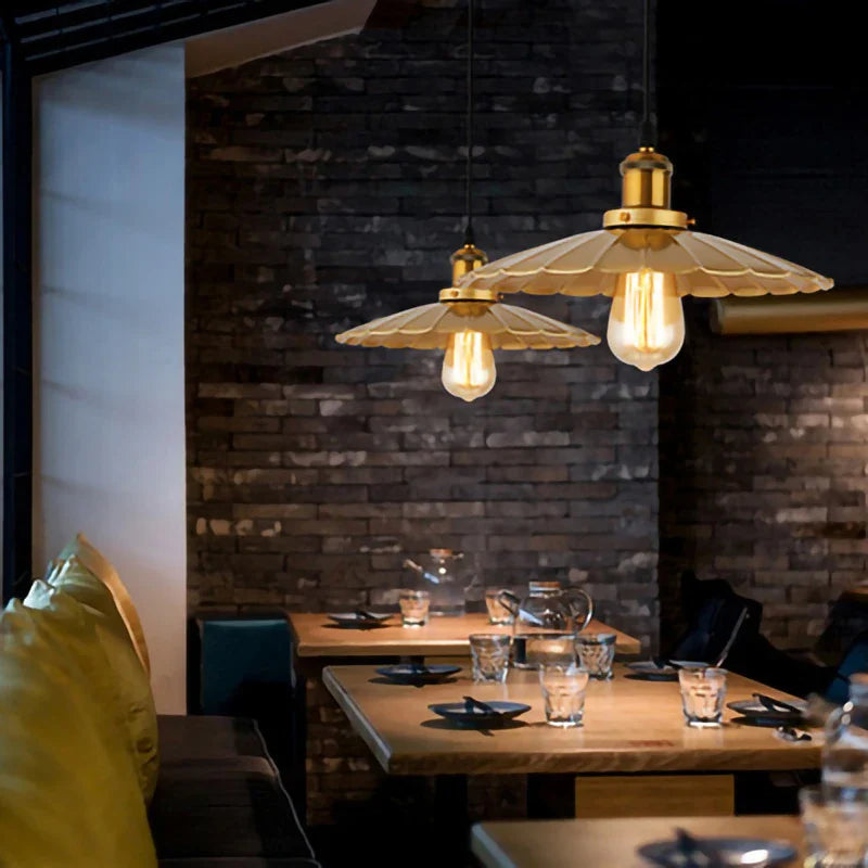 Suspension LED nordique rétro E27 - Lustre en fer forgé couleur or - Intérieur maison, salon, cuisine