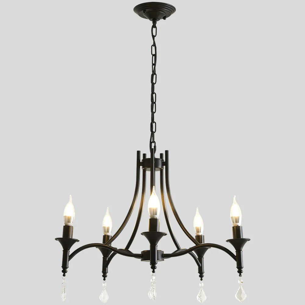 Lustre Exquis en Fer Forgé et Bougies