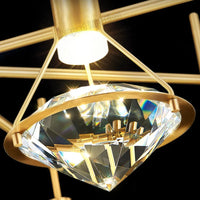 Plafonnier de luxe en cuivre avec luminaire en cristal haut de gamme
