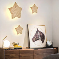 Applique murale LED étoile en bois - Design artistique asiatique modernisé