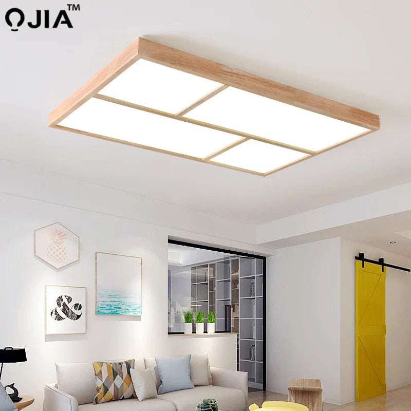 Plafonnier LED en bois véritable pour un intérieur moderne et décoratif