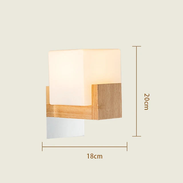 Applique murale design nordique bois-verre LED