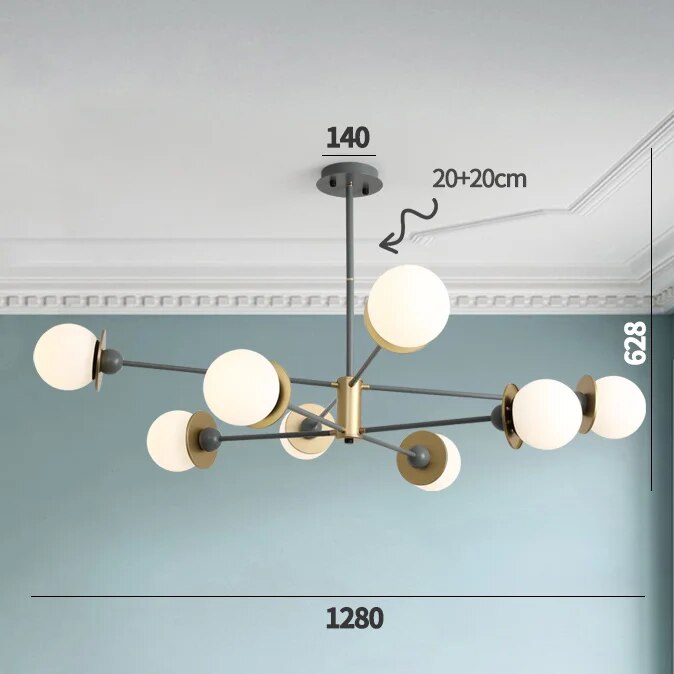 Lustre Nordique à Branches et Boules Épurées