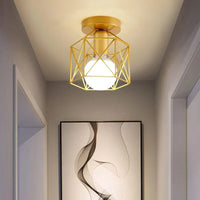 Plafonnier Rétro Doré à LED en Métal pour Balcon et Couloir