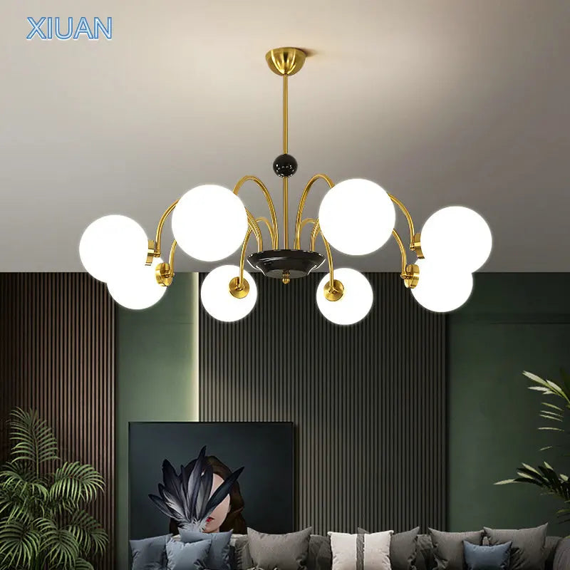 Lustre Nordique Blanc en Verre avec LED Suspendue