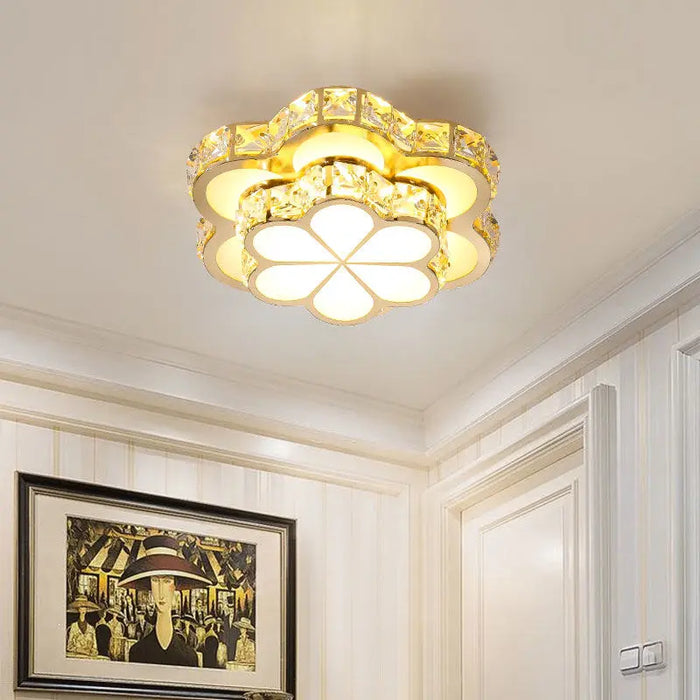 Plafonnier LED Intelligent Fleur de Cristal Moderne