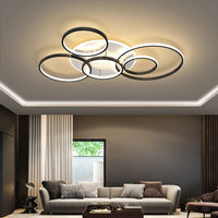 Lustre Noir Moderne avec Éclairage Variable