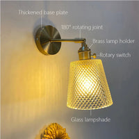 Applique murale LED rotative en verre et laiton pour miroir