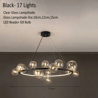 Lustre Verre Moderne LED Noir & Or