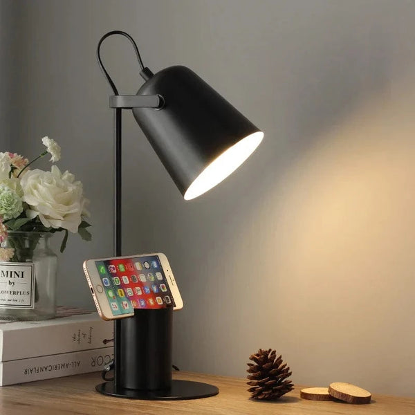 Lampe de Table LED Nordique avec Porte-stylo et Protection des Yeux