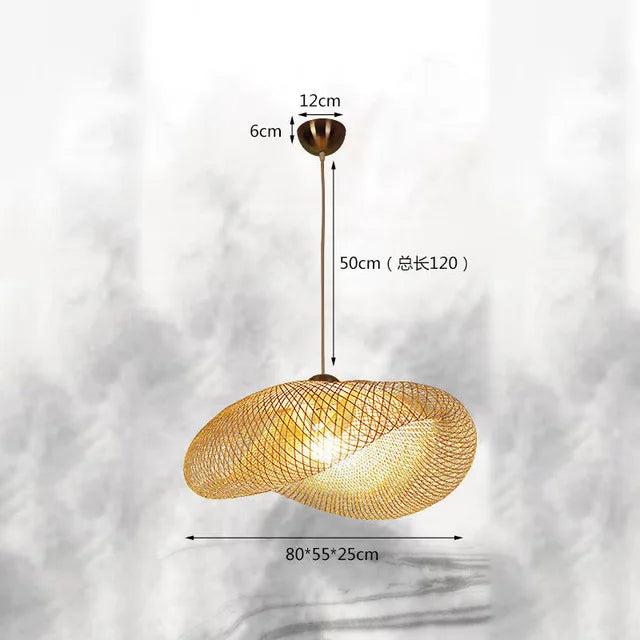 Suspension vintage en bambou et rotin fait main - Style Japonais
