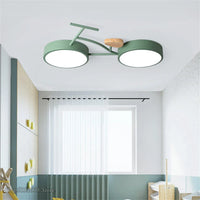 Plafonnier LED Nordic 3 couleurs température vélo - Lampe enfant pour chambre de bébé en vert, blanc et gris