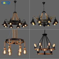 Lustre vintage en corde de chanvre avec abat-jour en fer pour bars et cafés - Style Bohème Industriel