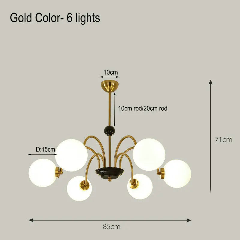 Lustre Nordique Blanc en Verre avec LED Suspendue