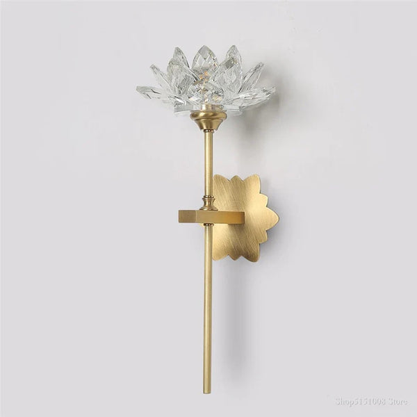 Applique murale LED de luxe en cristal en forme de lotus