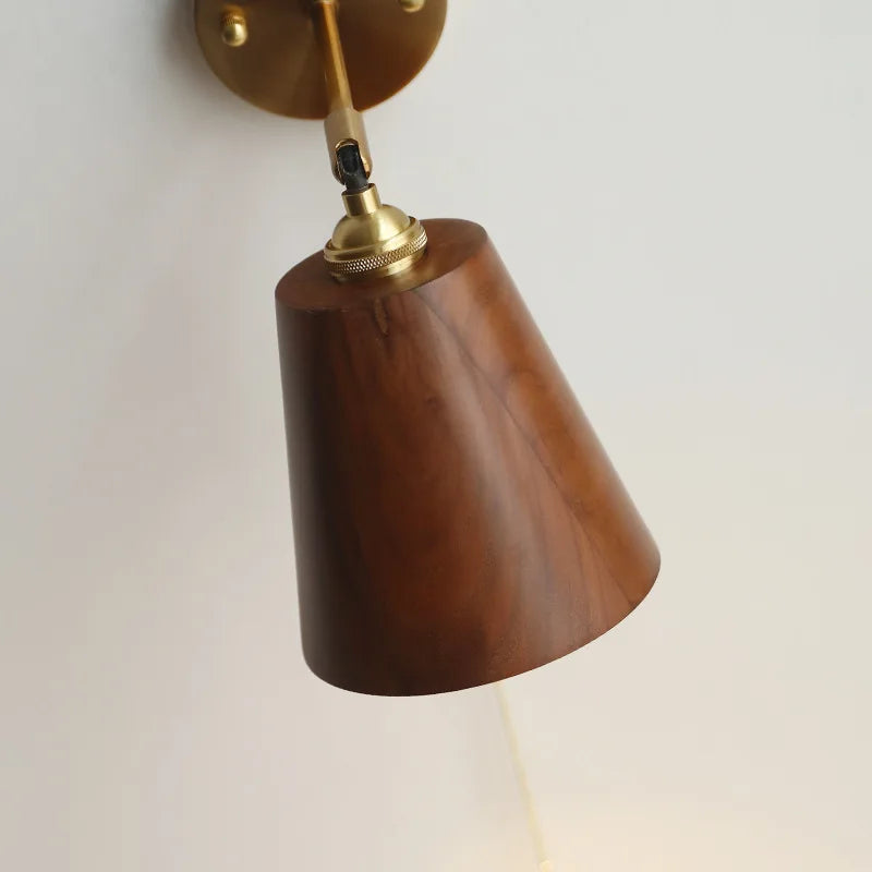 Applique murale nordique moderne en bois à led avec chaîne à tirer - Marque iwhd