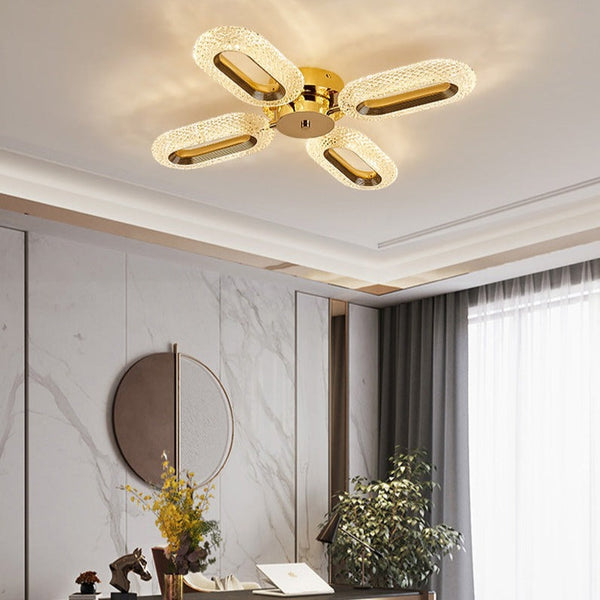 Plafonnier LED en cristal ovale Marvona - Style Moderne