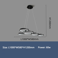 Lustre Hirva avec anneaux LED suspendus
