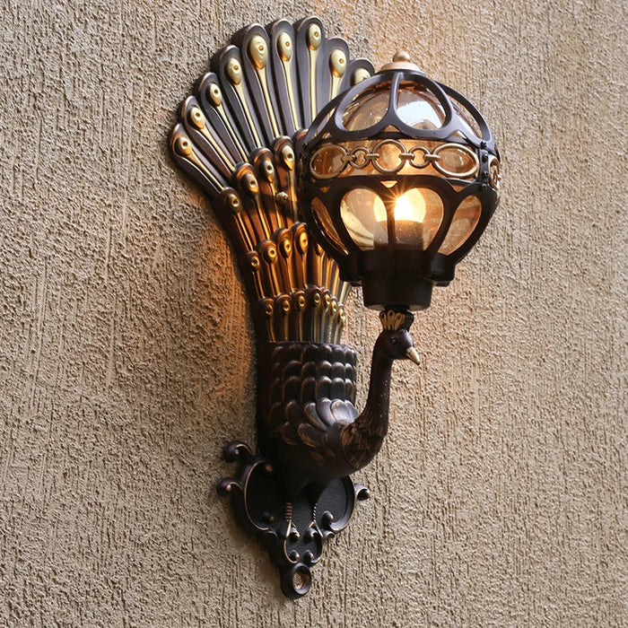 Applique murale Style européen rétro avec motif de paon LED pour intérieur/extérieur, idéal pour hôtel, Art balcon, Villa.
