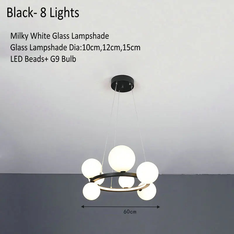 Lustre Verre Moderne LED Noir & Or