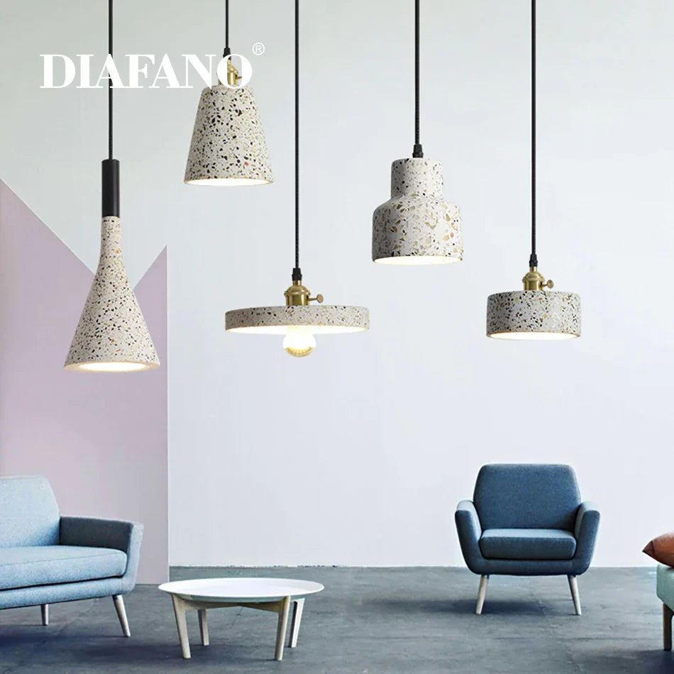 Suspension Luminaire Ciment Blanc Nordique pour Bar Salon et Cuisine