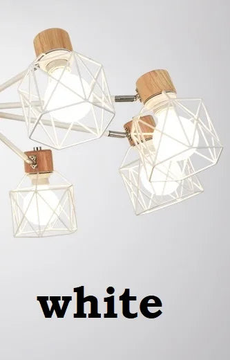 Plafonnier LED Vintage en bois noir pour salon chambre cuisine