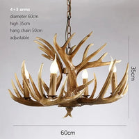 Lustre Rétro Résine Bois Marron Blanc - Idéal pour Salon, Restaurant, et Bar