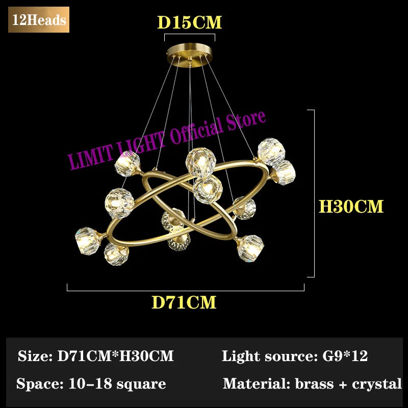 Lustre LED en cristal nordique minimaliste pour clubs d'hôtel