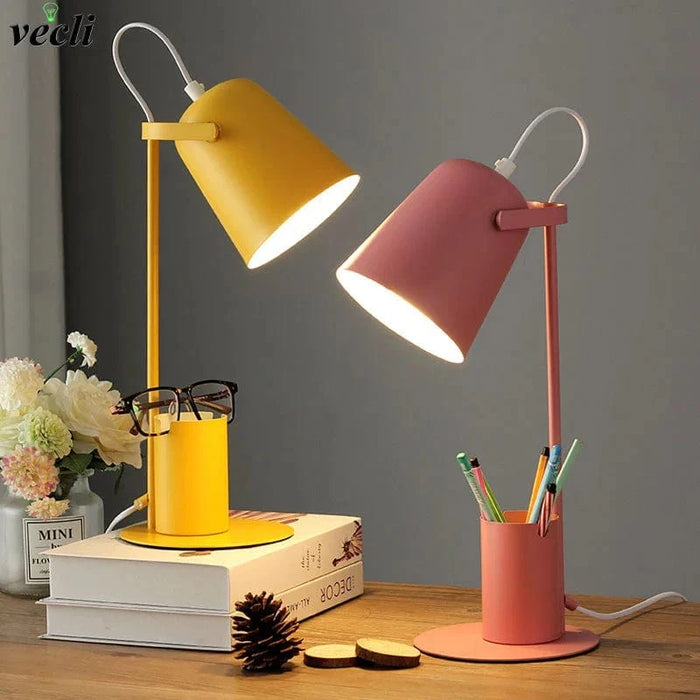 Lampe de Table LED Nordique avec Porte-stylo et Protection des Yeux