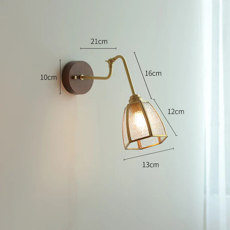 Applique murale rétro avec chaîne et base en bois