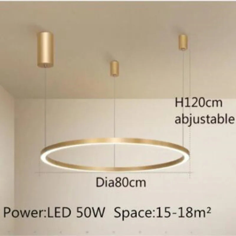 Lustre LED Moderne brossé avec Anneau Lumineux - Éclat Design