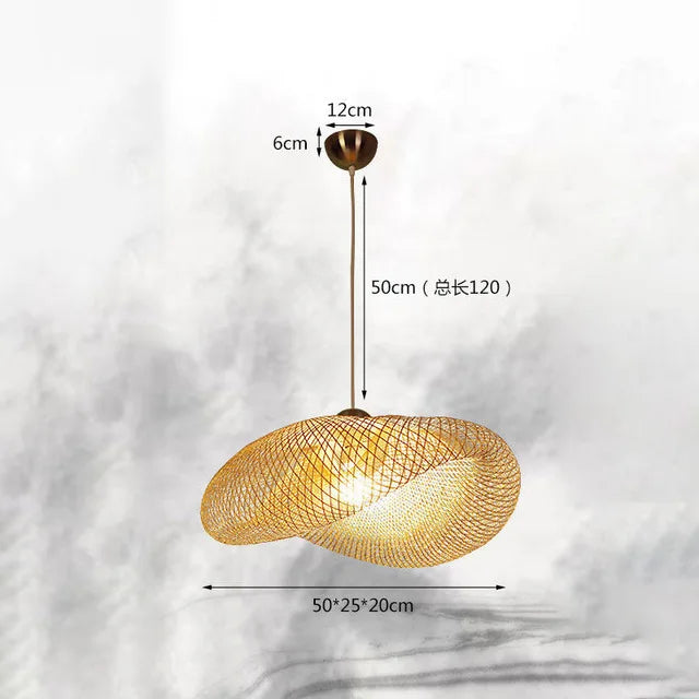 Suspension vintage en bambou et rotin fait main - Style Japonais